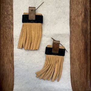 Fringe Suede Tassel Earrings in Tan and Black